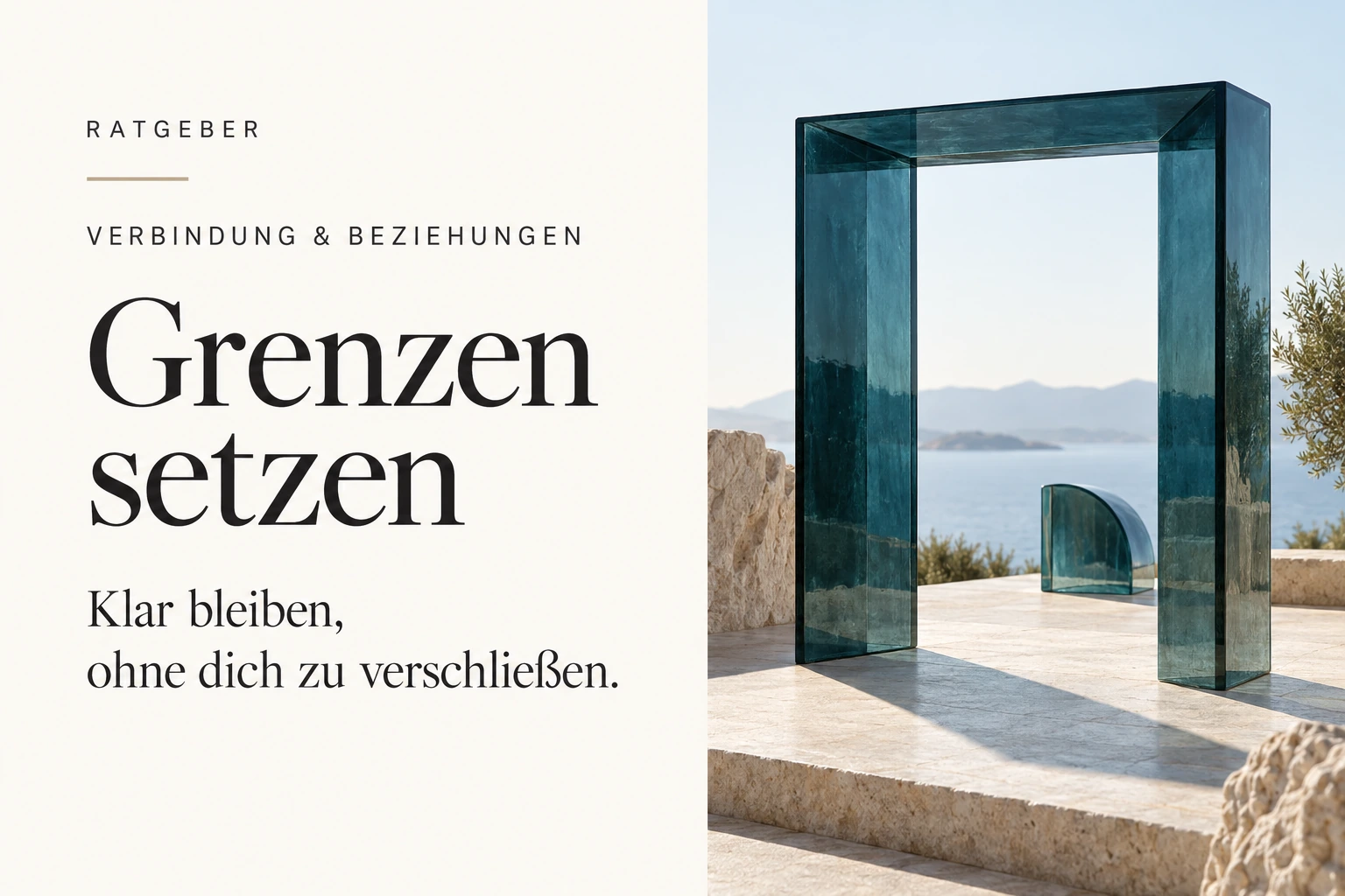 Grenzen setzen: Ein offener petrolfarbener Glasrahmen markiert einen eigenen Raum, ohne den Durchgang zu verschließen.