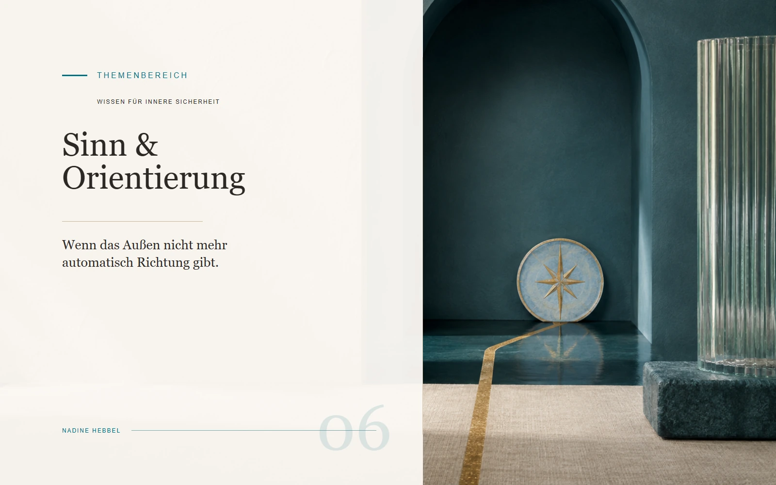 Gestaltetes Titelbild zum Themenbereich Sinn & Orientierung.